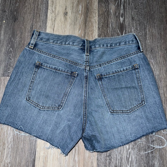 Old Navy High Waist Slouchy Straight Smiley Face Denim Shorts - Size 0 - Picture 4 of 6